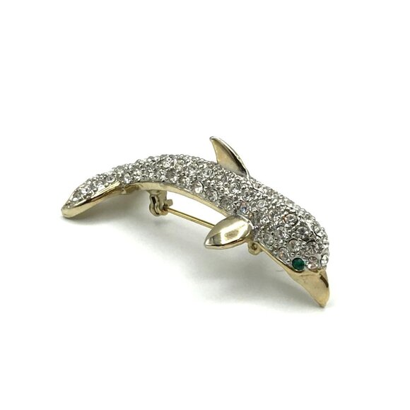 Dolphin Crystal Rhinestone Brooch Pin Jewelry Elegant Accessory - Picture 4 of 15